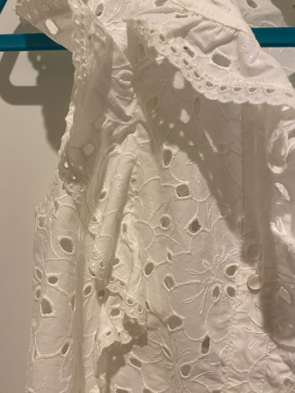 Sezane White Sleeveless Eyelet Ruffle Button-Front Top - Picture 4 of 5